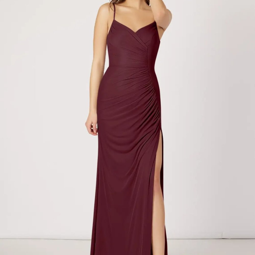 Azazie Tequila Dress in Color Cabernet (Size A0)